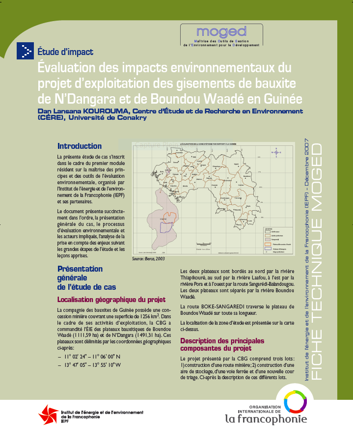 Fiche MOGED - Évaluation des impacts environnementaux du pro ... Image 1